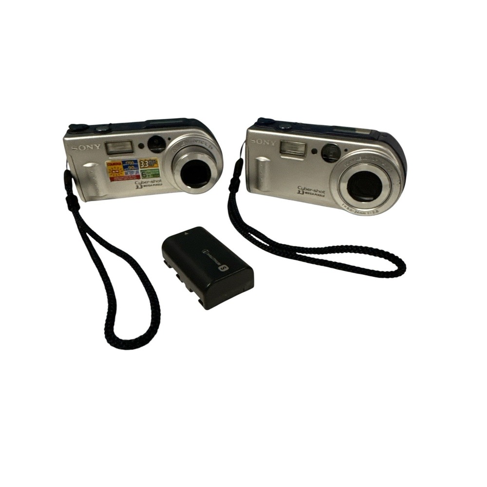 Lot Of 2 Sony Cyber-shot DSC-P200 7.2MP Digital Camera - Silver - Untested +